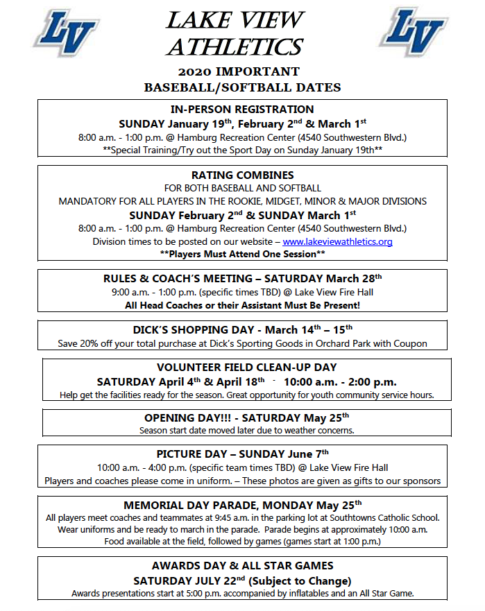 Important dates Important dates